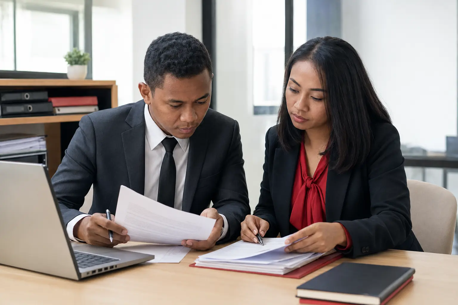 Des professionnels du droit préparant un dossier